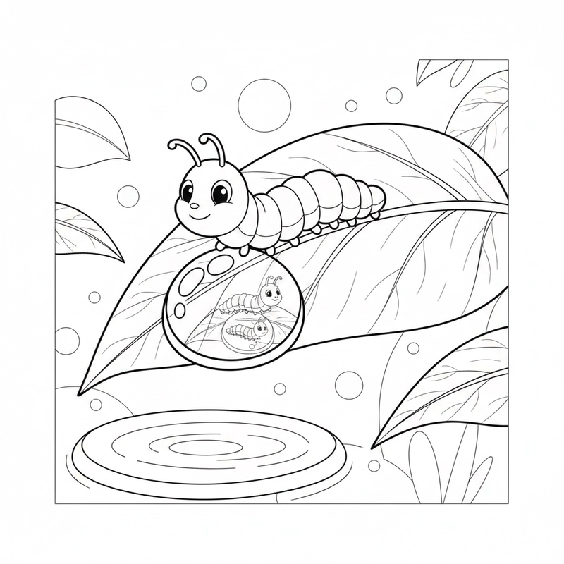 Tranh tô màu con sâu nhẹ nhàng, dễ in
