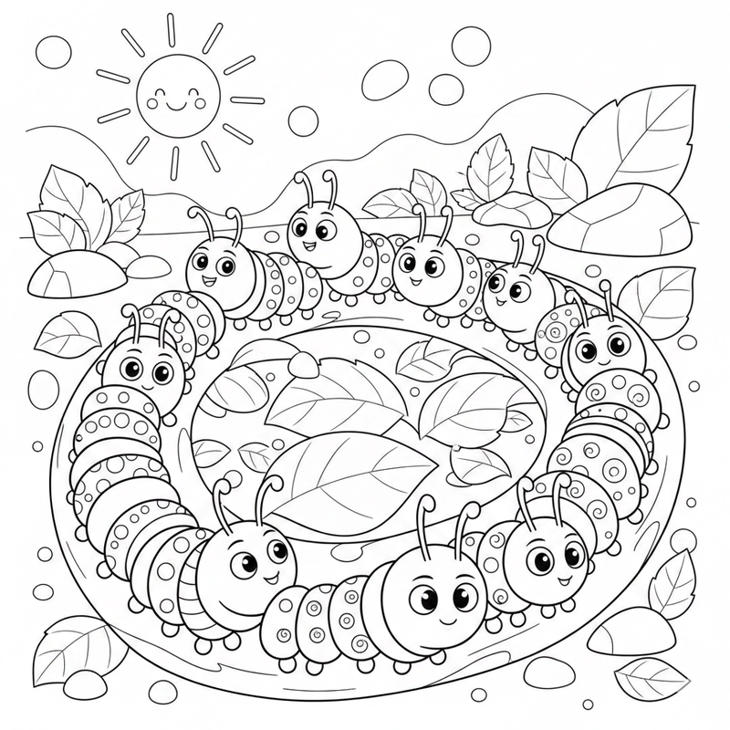 Tranh tô màu con sâu tạo không gian sáng tạo