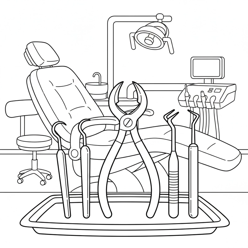 Tranh tô màu dụng cụ bác sĩ phù hợp nhiều tuổi