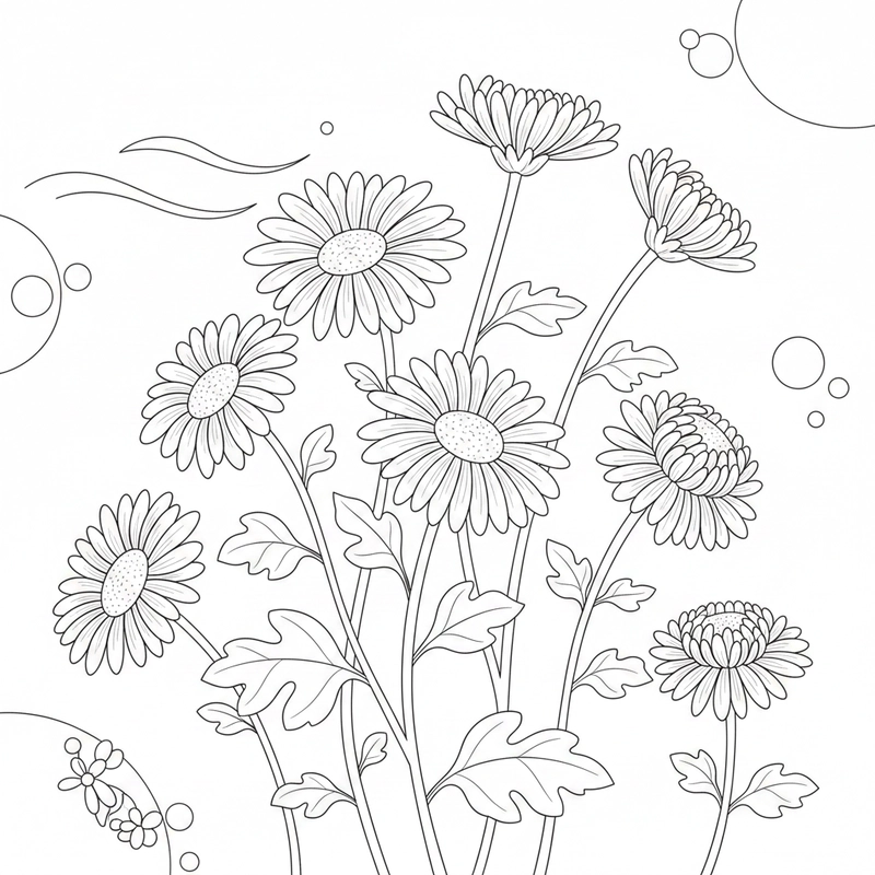 Tranh tô màu hoa cúc cho bé