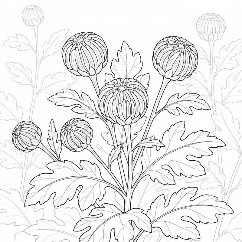 Tranh tô màu hoa cúc dịu dàng