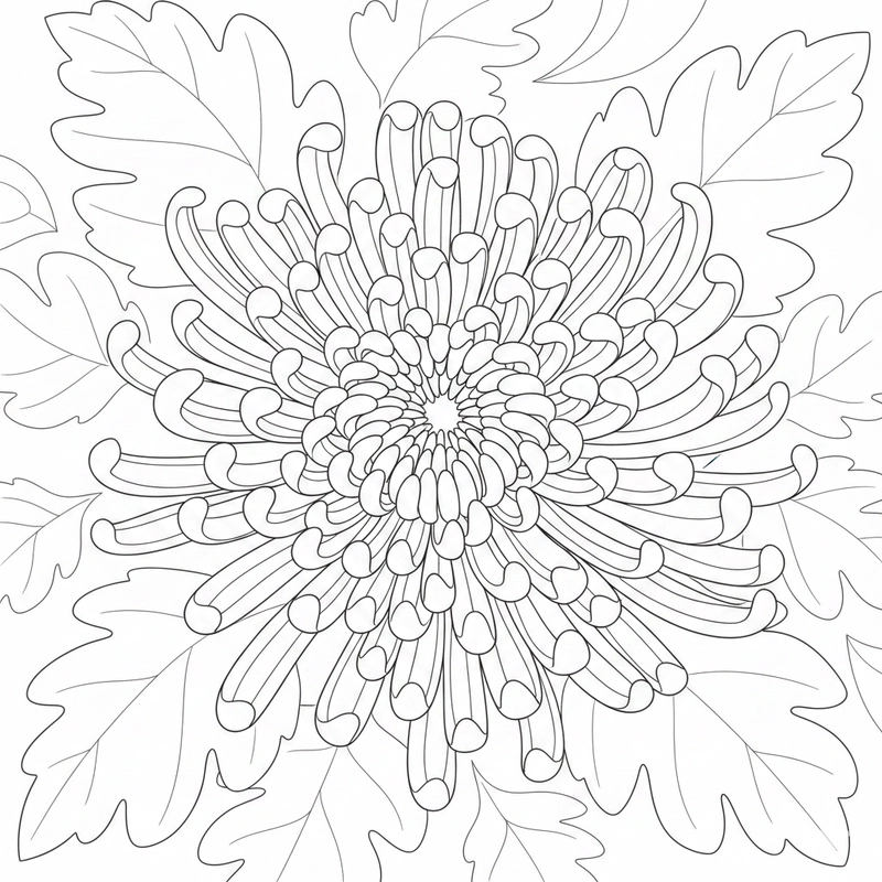Tranh tô màu hoa cúc gọn gàng