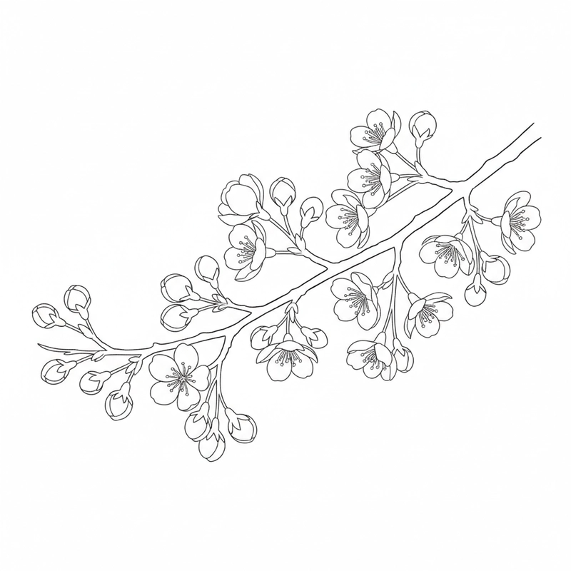 Tranh tô màu hoa đào nhẹ nhàng cho bé sáng tạo