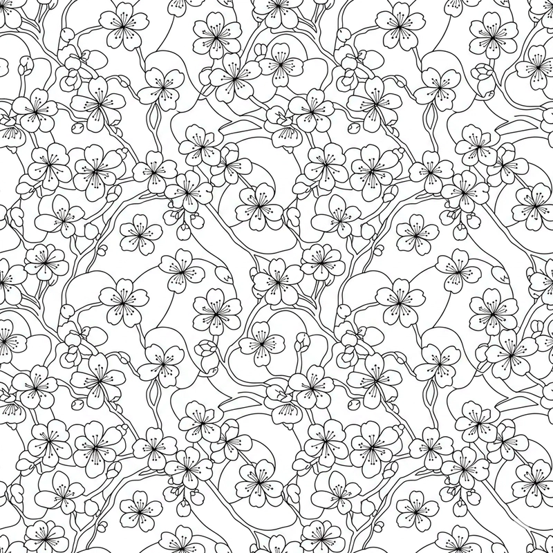 Tranh tô màu hoa đào nhẹ nhàng, dễ tiếp cận