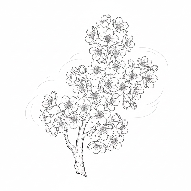 Tranh tô màu hoa đào phù hợp nhiều độ tuổi