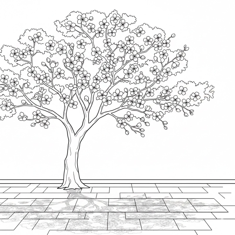 Tranh tô màu hoa đào tạo cảm hứng sáng tạo