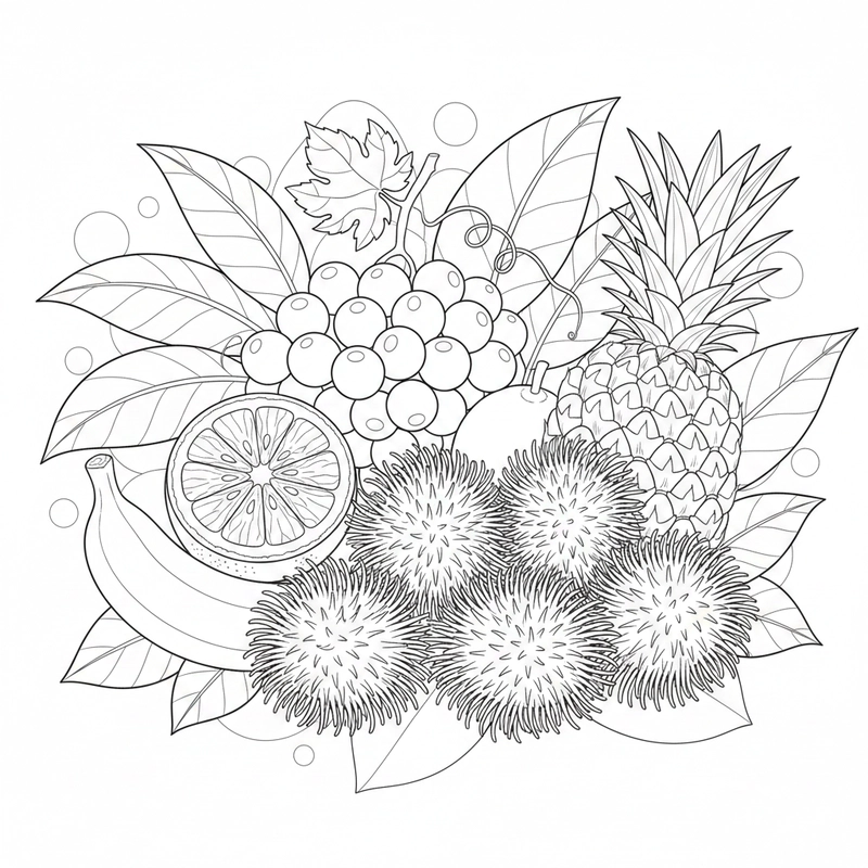 Tranh tô màu hoa quả ngộ nghĩnh