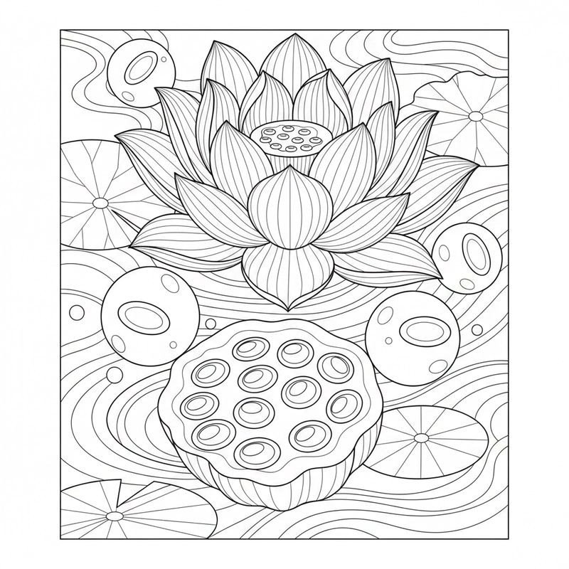 Tranh tô màu hoa sen mang cảm giác thư giãn