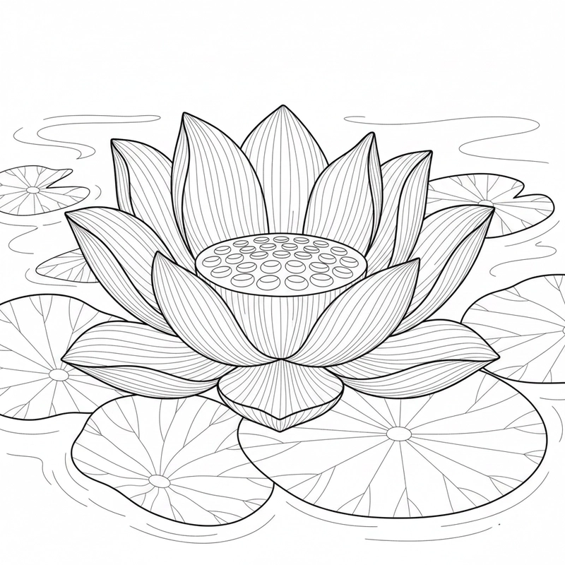 Tranh tô màu hoa sen mang không gian thiên nhiên