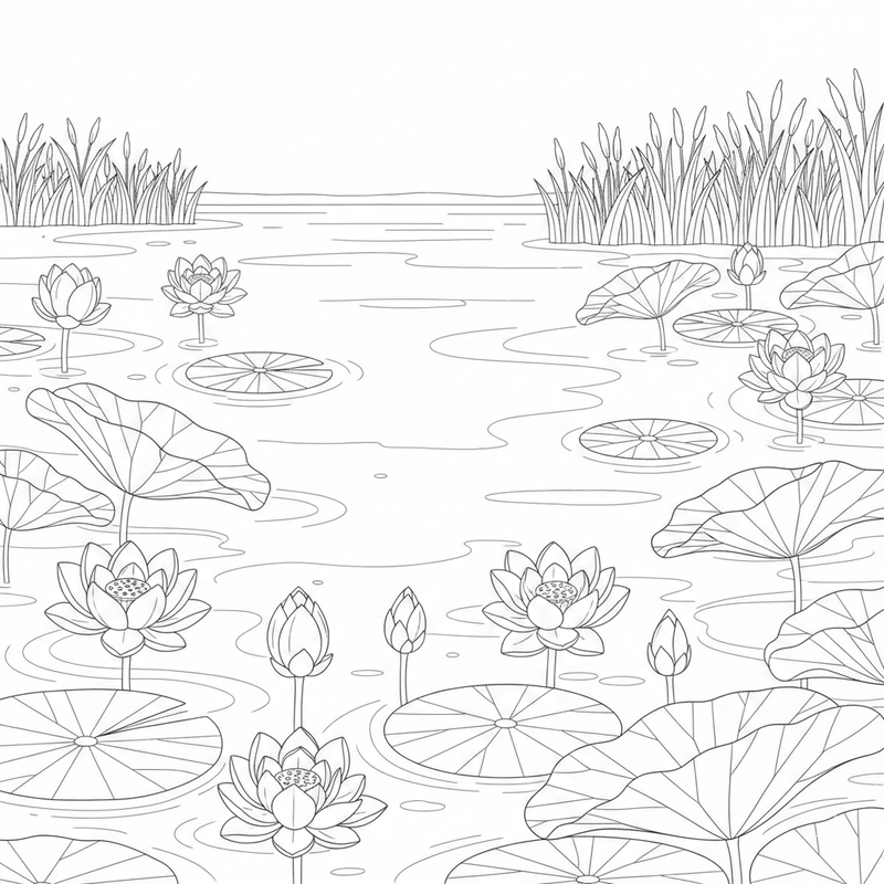 Tranh tô màu hoa sen nhẹ nhàng cho bé