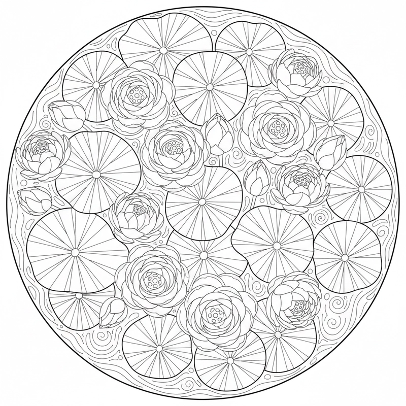 Tranh tô màu hoa sen nhẹ nhàng, dễ in