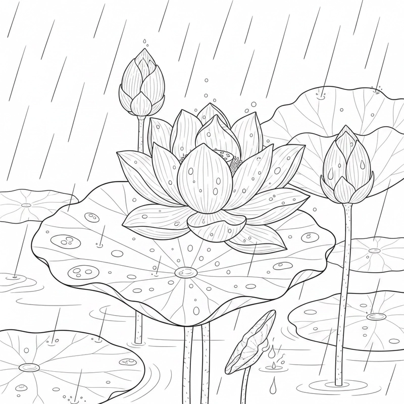 Tranh tô màu hoa sen phù hợp hoạt động thủ công