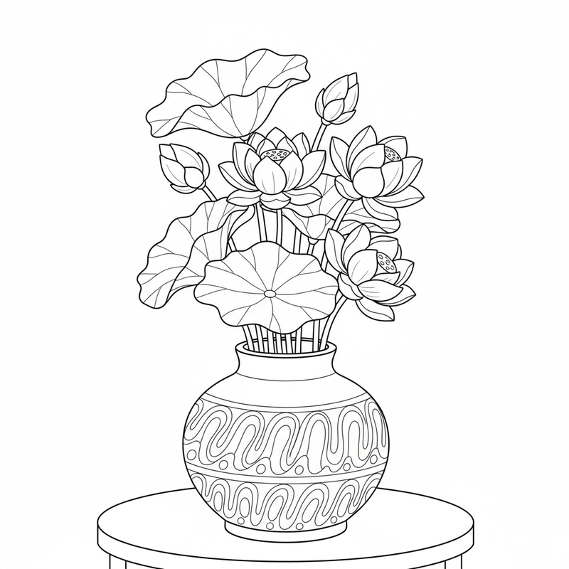 Tranh tô màu hoa sen tạo cảm hứng nghệ thuật