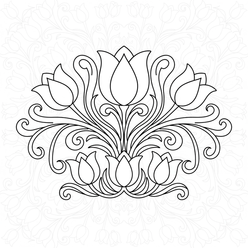 Tranh tô màu hoa tulip giúp bé rèn sự tập trung