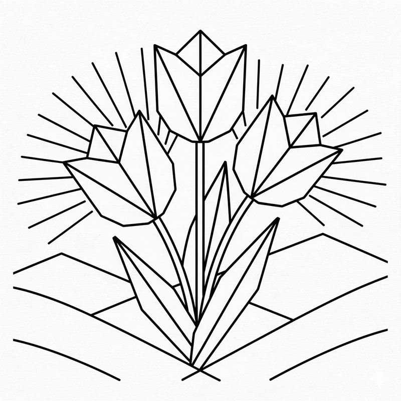 Tranh tô màu hoa tulip mang không gian thiên nhiên