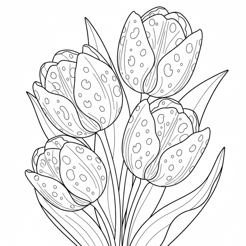 Tranh tô màu hoa tulip nhẹ nhàng, dễ tiếp cận