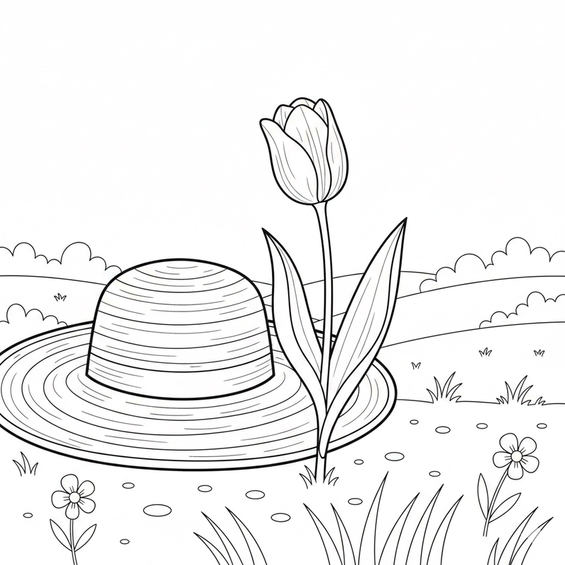 Tranh tô màu hoa tulip phù hợp hoạt động thủ công