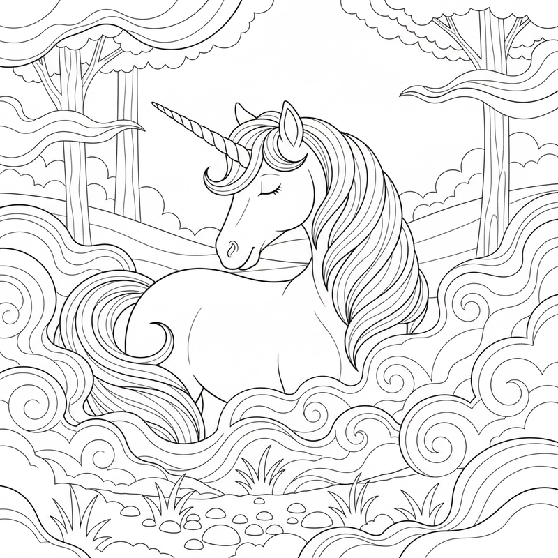 Tranh tô màu kỳ lân cho bé