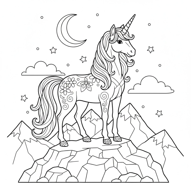 Tranh tô màu kỳ lân thân thiện