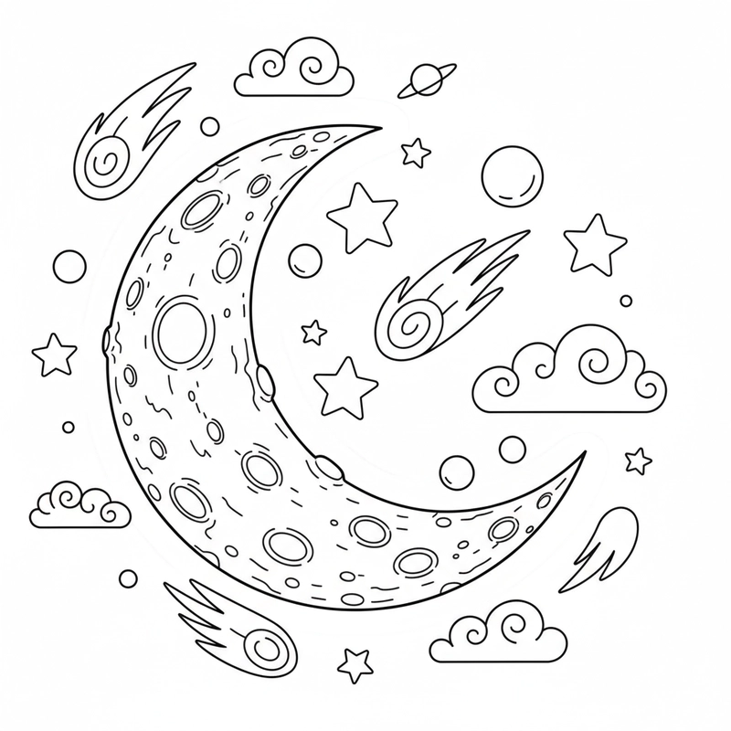 Tranh tô màu mặt trăng đa dạng mẫu