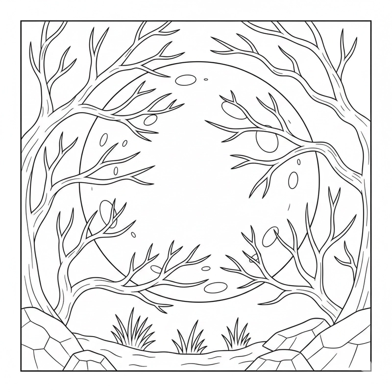 Tranh tô màu mặt trăng đơn giản cho bé