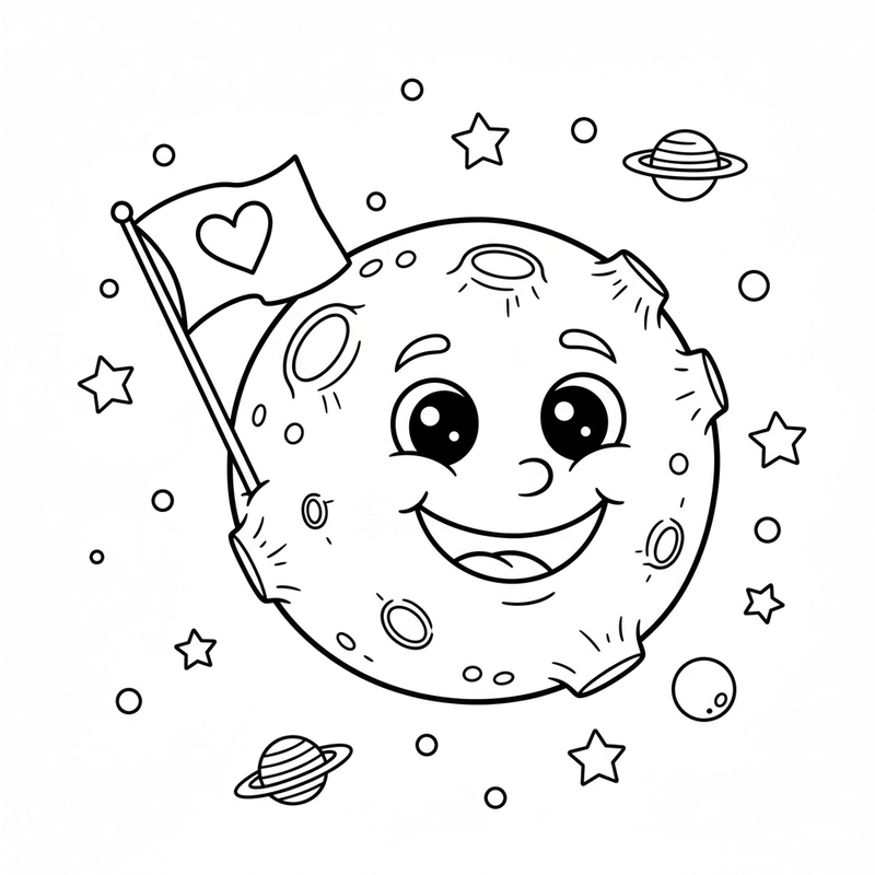 Tranh tô màu mặt trăng nhẹ nhàng, dễ tô