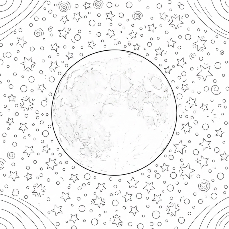 Tranh tô màu mặt trăng tròn dễ tô