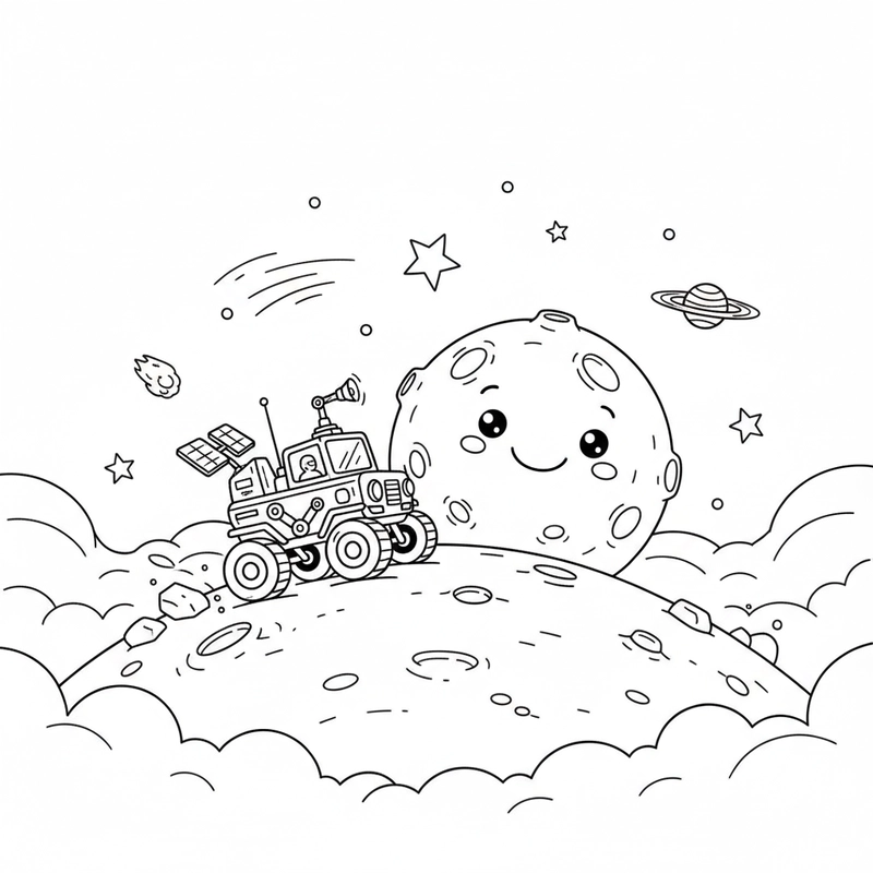 Tranh tô màu mặt trăng tròn rõ ràng