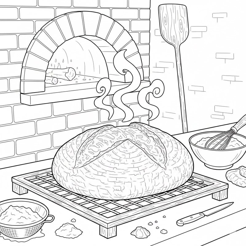 Tranh tô màu ổ bánh mì dễ thương