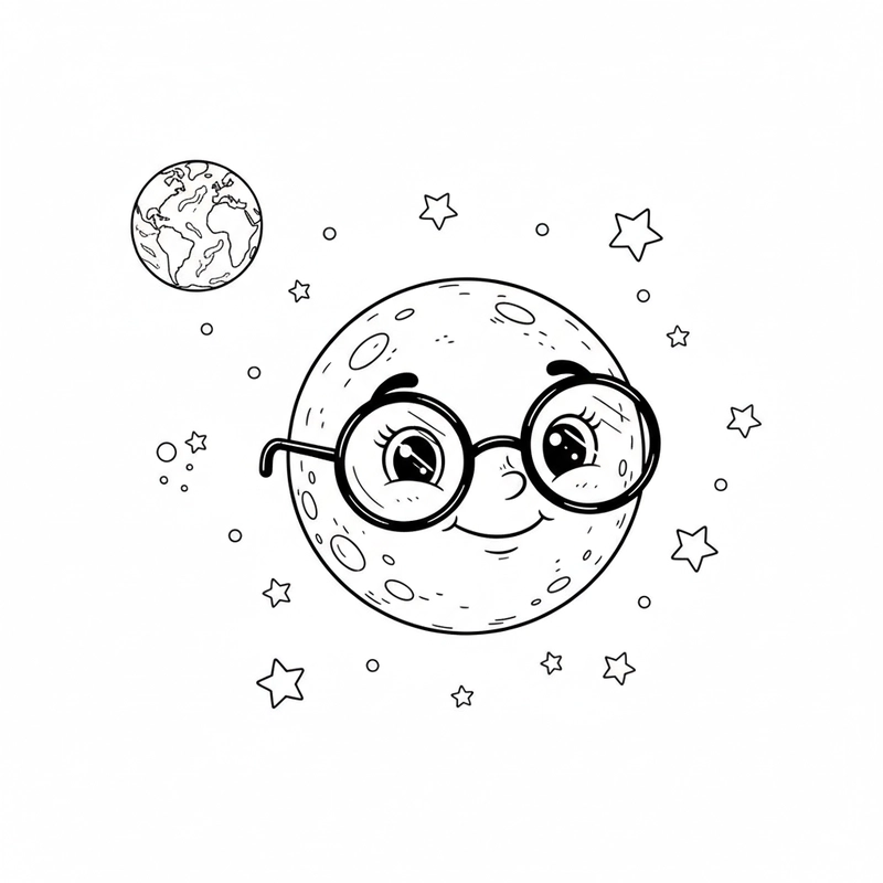 Tranh tô màu ông mặt trăng đơn giản