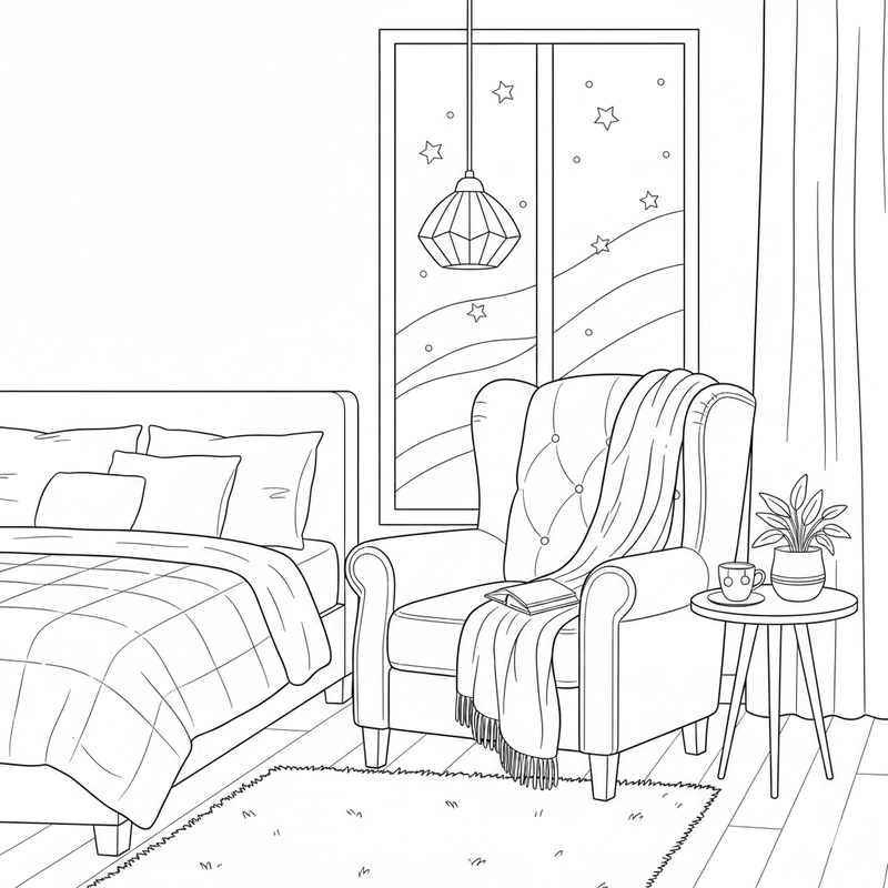 Tranh tô màu phòng ngủ hỗ trợ luyện cầm bút