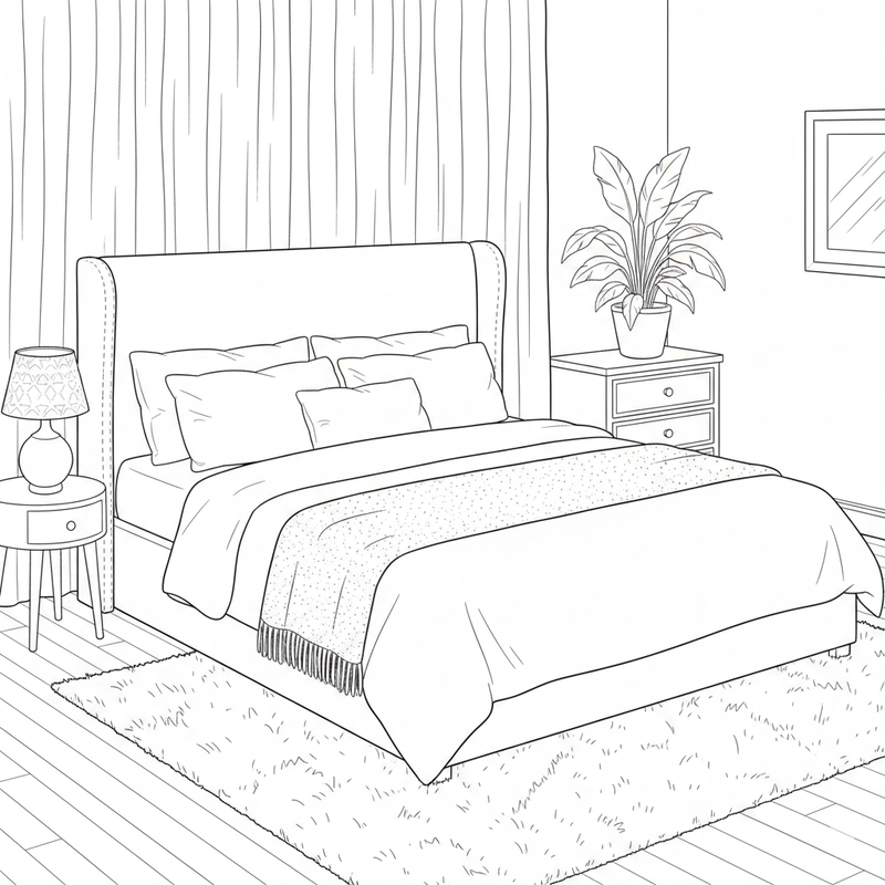 Tranh tô màu phòng ngủ phù hợp lớp học