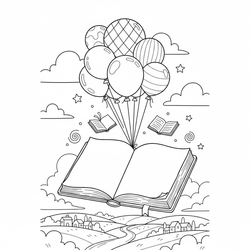 Tranh tô màu quyển sách đơn giản cho bé