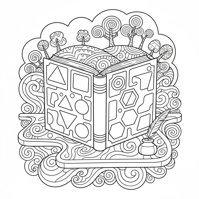 Tranh tô màu quyển sách phong cách đơn giản