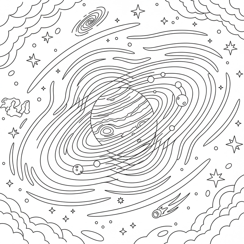 Tranh tô màu vũ trụ bé yêu thích