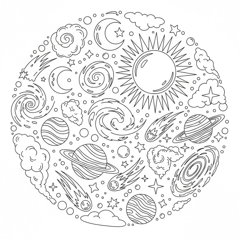 Tranh tô màu vũ trụ cho bé mầm non
