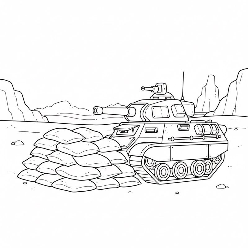 Tranh tô màu xe tăng đơn giản cho bé