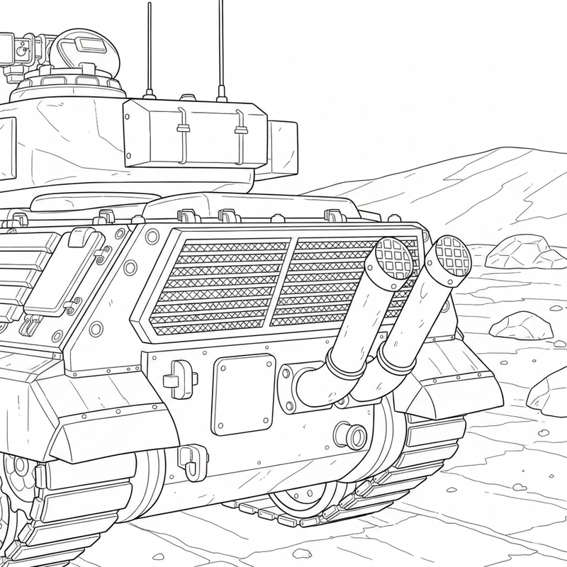 Tranh tô màu xe tăng phù hợp trẻ nhỏ