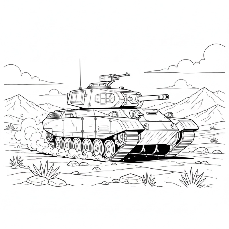 Tranh tô màu xe tăng quái vật phong cách mới