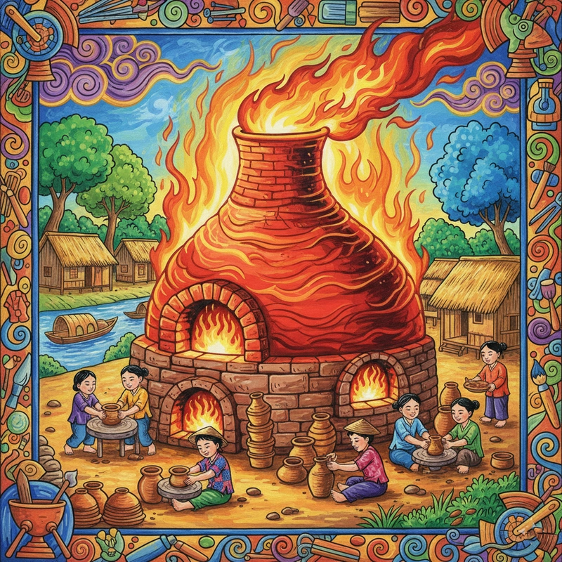 Tranh tổng hợp các làng nghề truyền thống đẹp