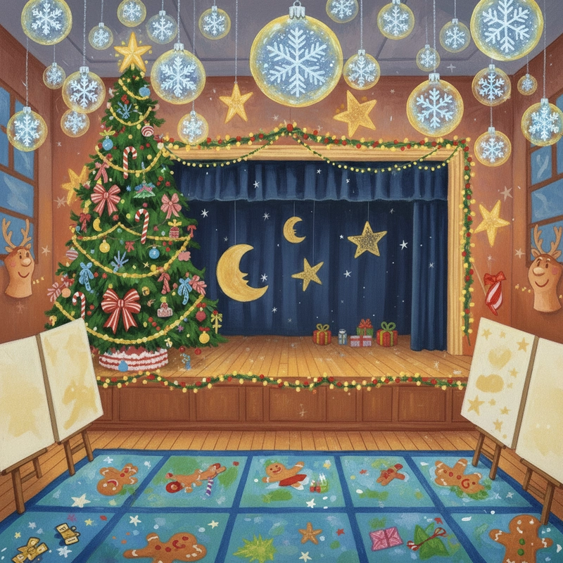 Tranh trang trí hội trường mang ý nghĩa tri ân.