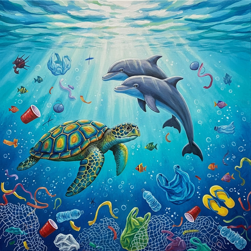 Tranh tuyên truyền bảo vệ động vật.