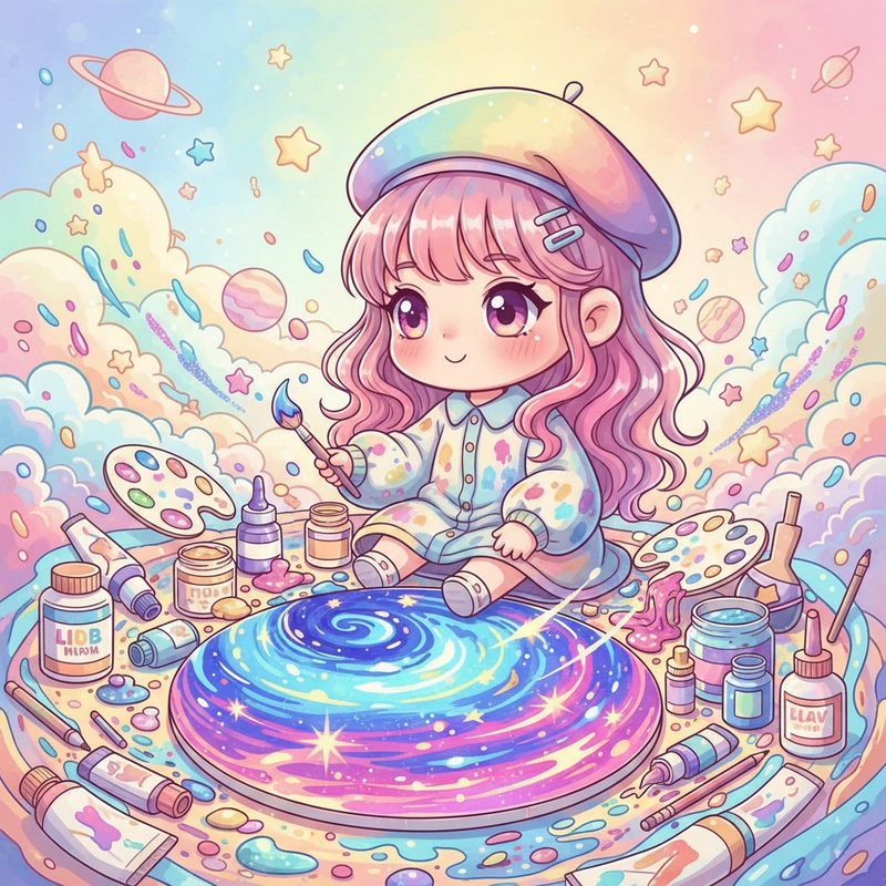 Tranh vẽ Chibi Cute Girl biểu cảm dễ thương.