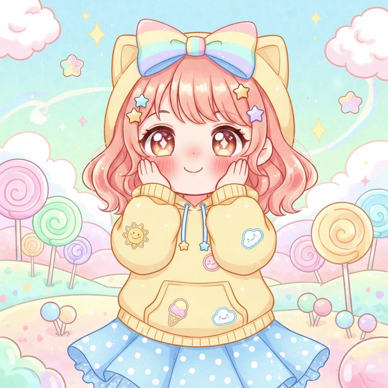 Tranh vẽ Chibi Cute Girl dễ thương.