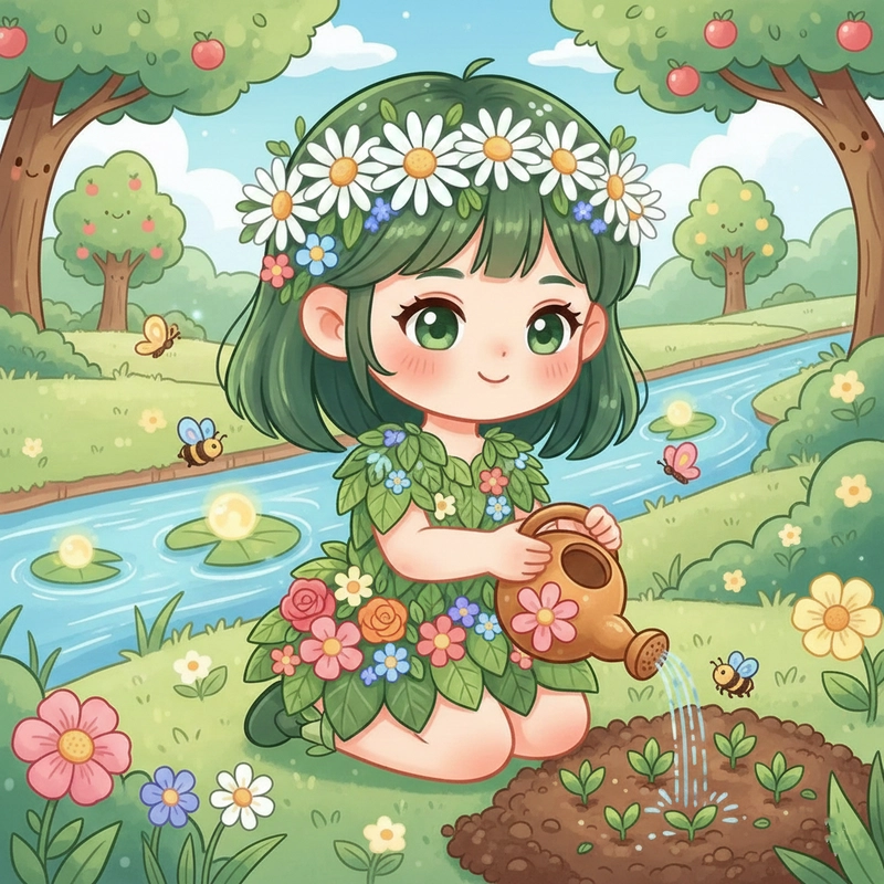 Tranh vẽ Chibi Cute Girl kiểu anime xinh.