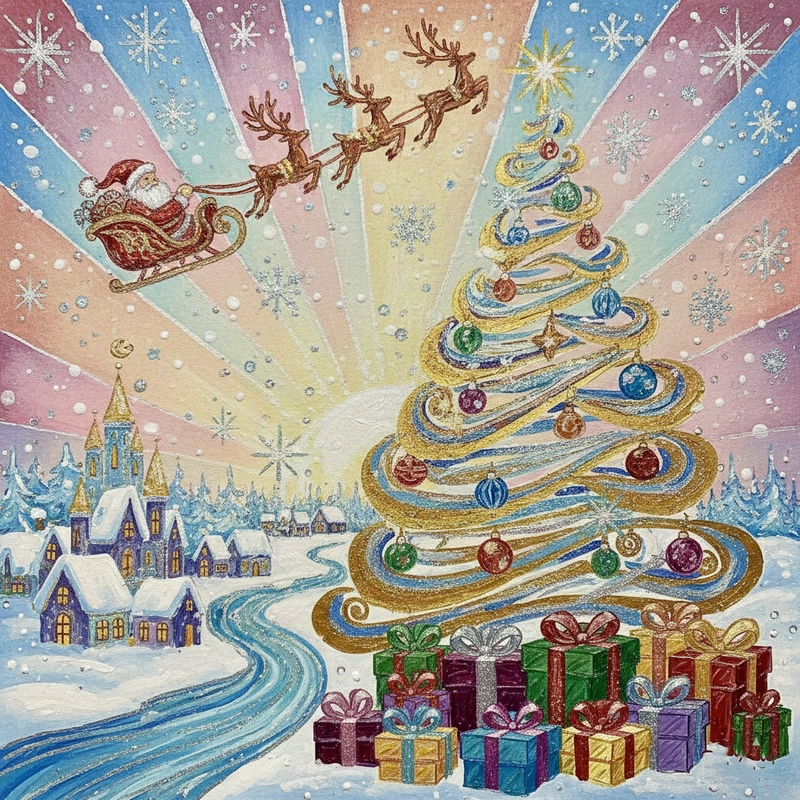 Tranh vẽ Giáng Sinh phong cảnh mùa đông