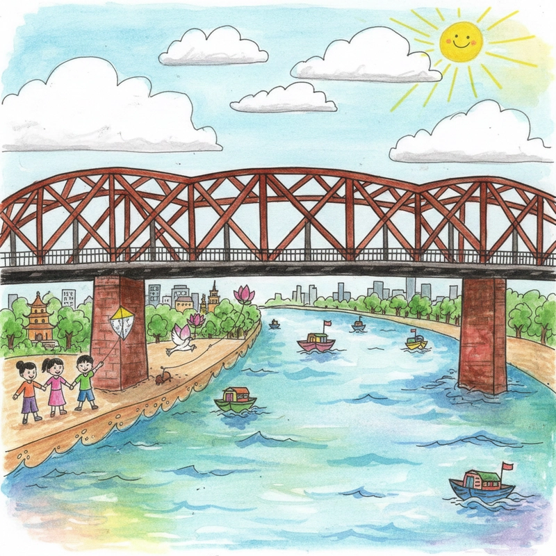 Tranh vẽ Hà Nội hòa bình qua góc nhìn học sinh