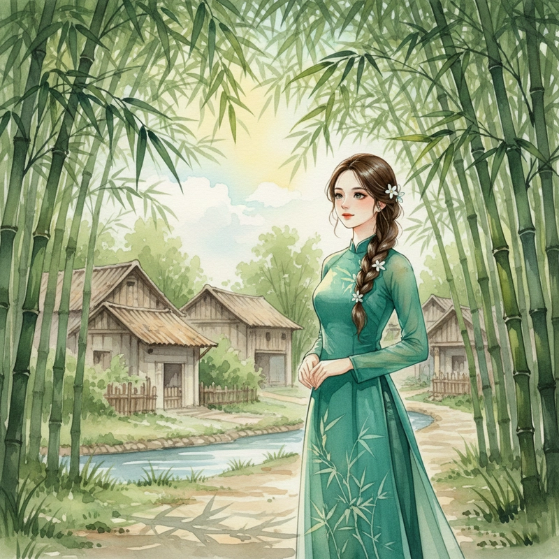 Tranh vẽ áo dài Việt Nam đẹp nhẹ nhàng