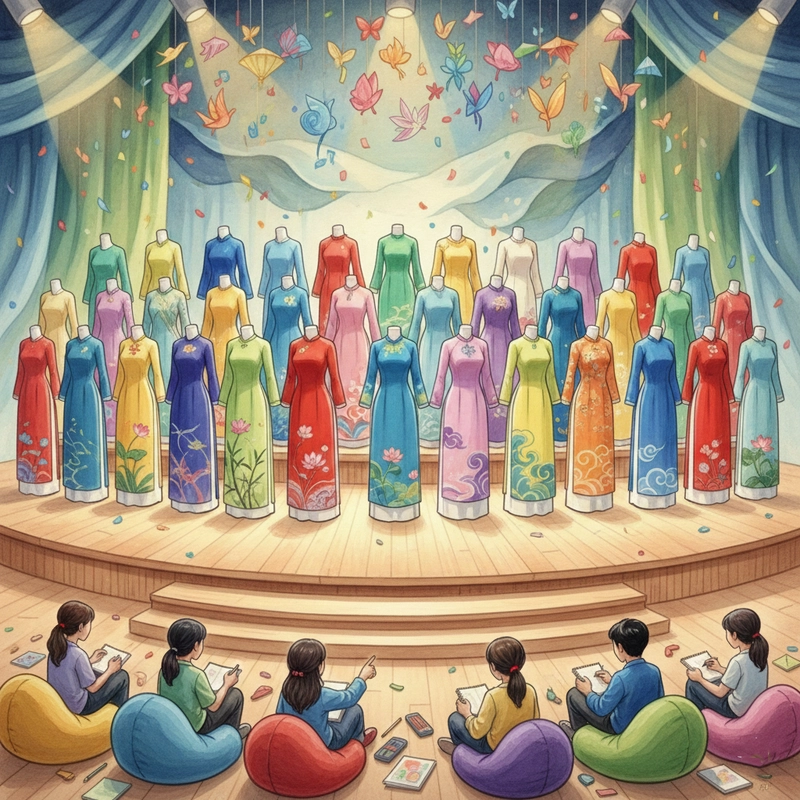 Tranh vẽ áo dài Việt Nam phù hợp trưng bày