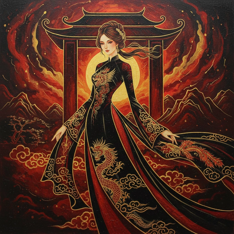 Tranh vẽ áo dài mang nét truyền thống Việt Nam